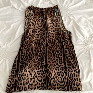 Cheetah print tank with tie back